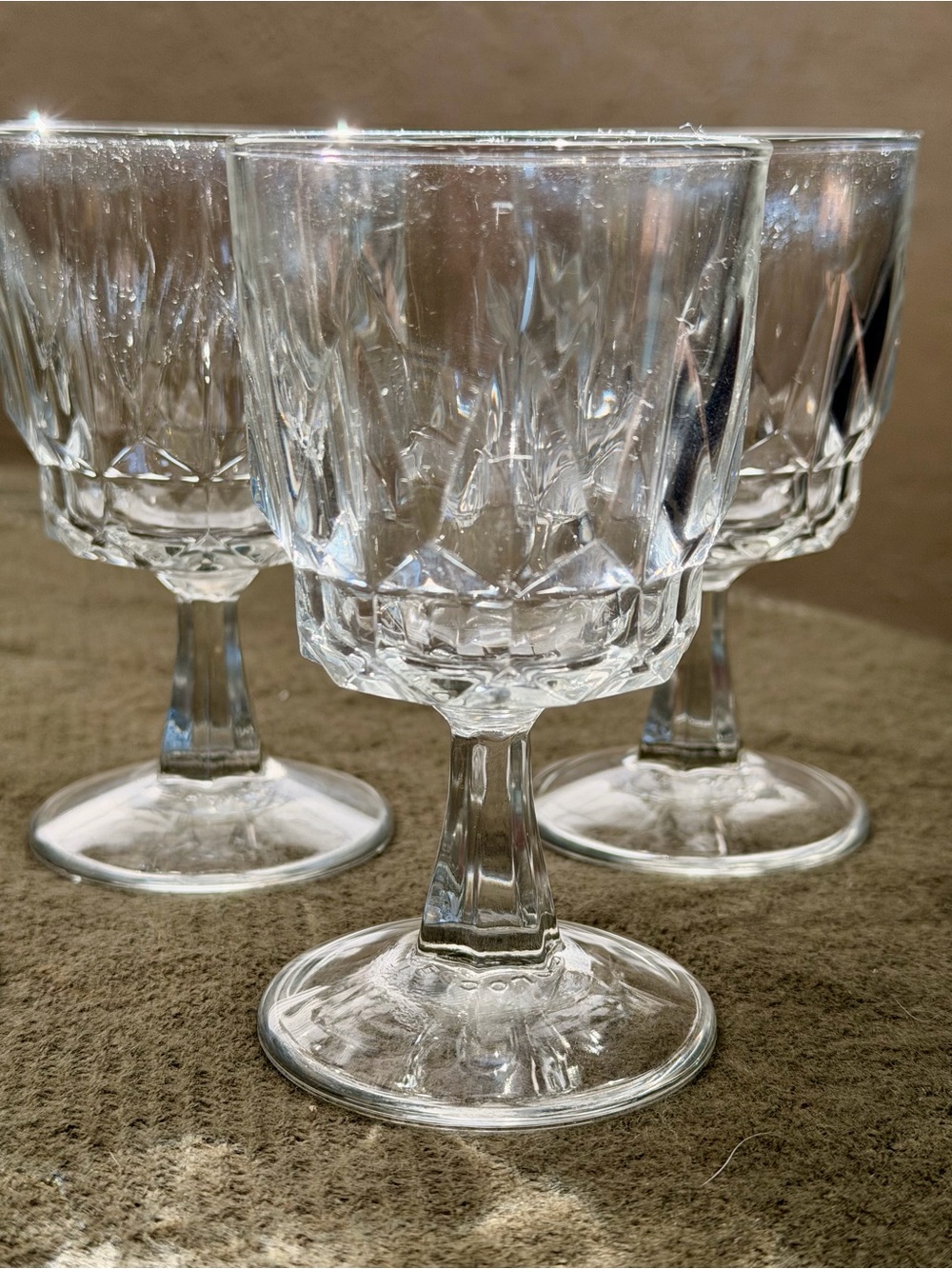 Vintage Arcorac France Arctic Clear Glass Mid-Century Wine Goblets - Set of 5
